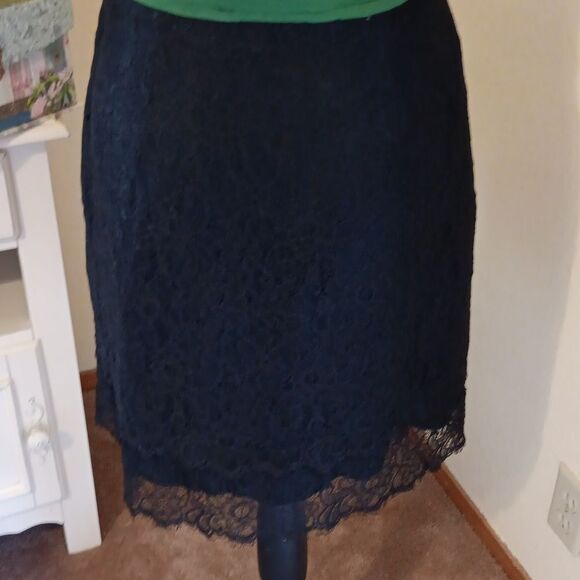 Moulinette Soeurs Anthropologie Black Lace Dress With Kelly Waistband.Balletcore - Picture 9 of 13